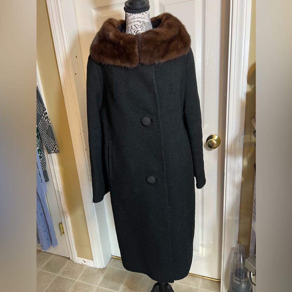 Vintage 1960s wool and mink coat